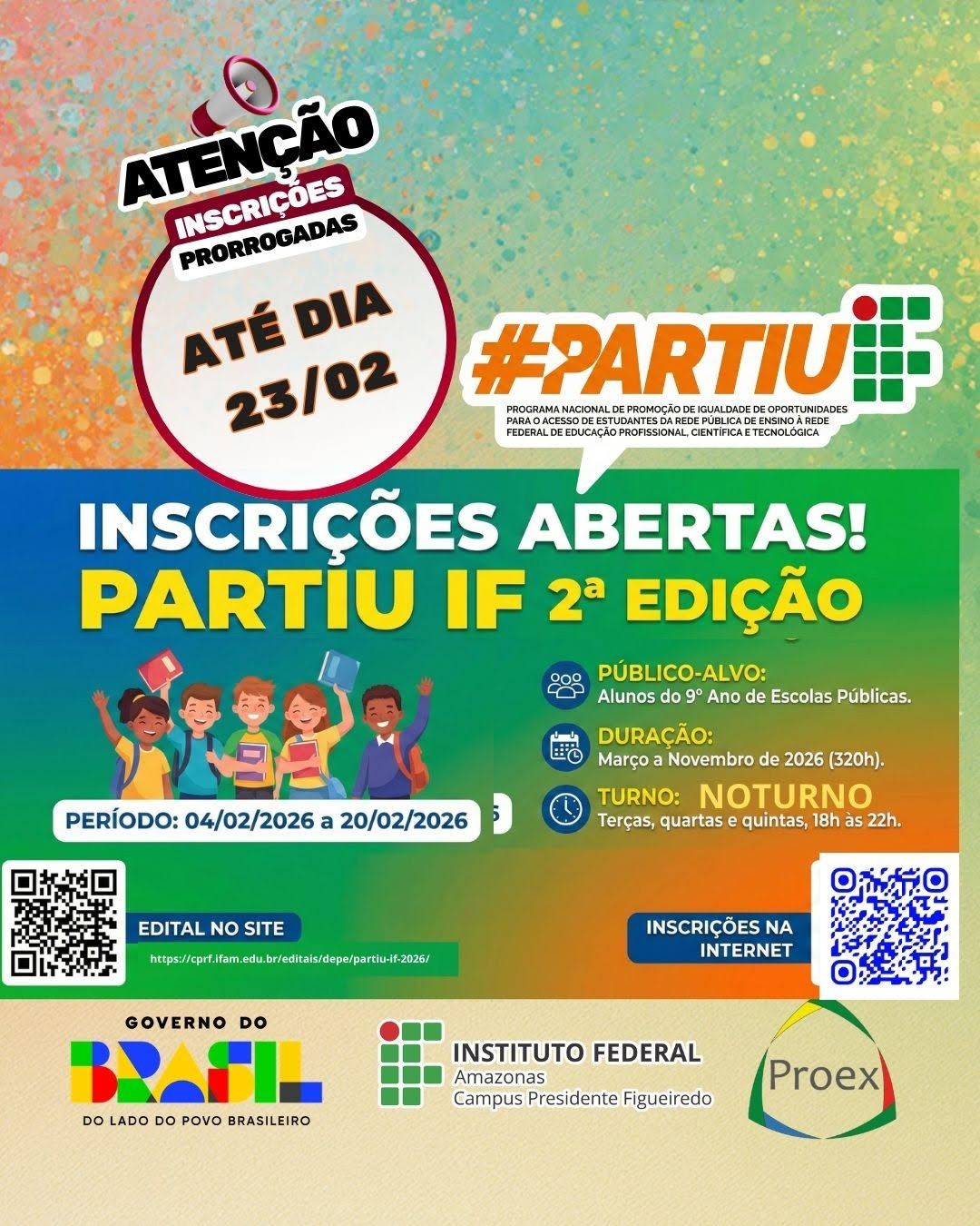 IFAM Presidente Figueiredo prorroga inscrições do Programa Partiu IF até 24 de fevereiro